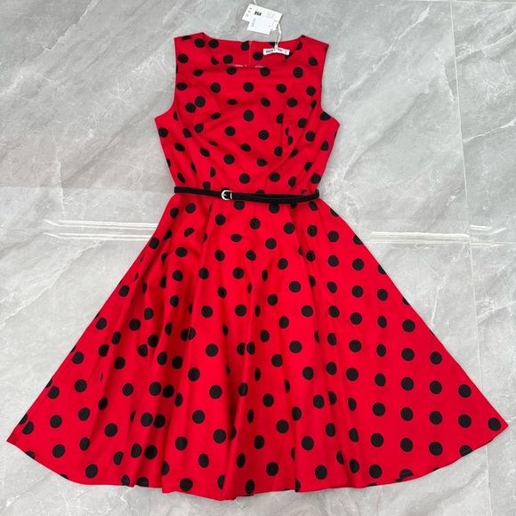 Grace Karin Dresses & Skirts - Women’s Grace Karin Retro Polka Dot Flare Sleeveless Dress With Belt Medium